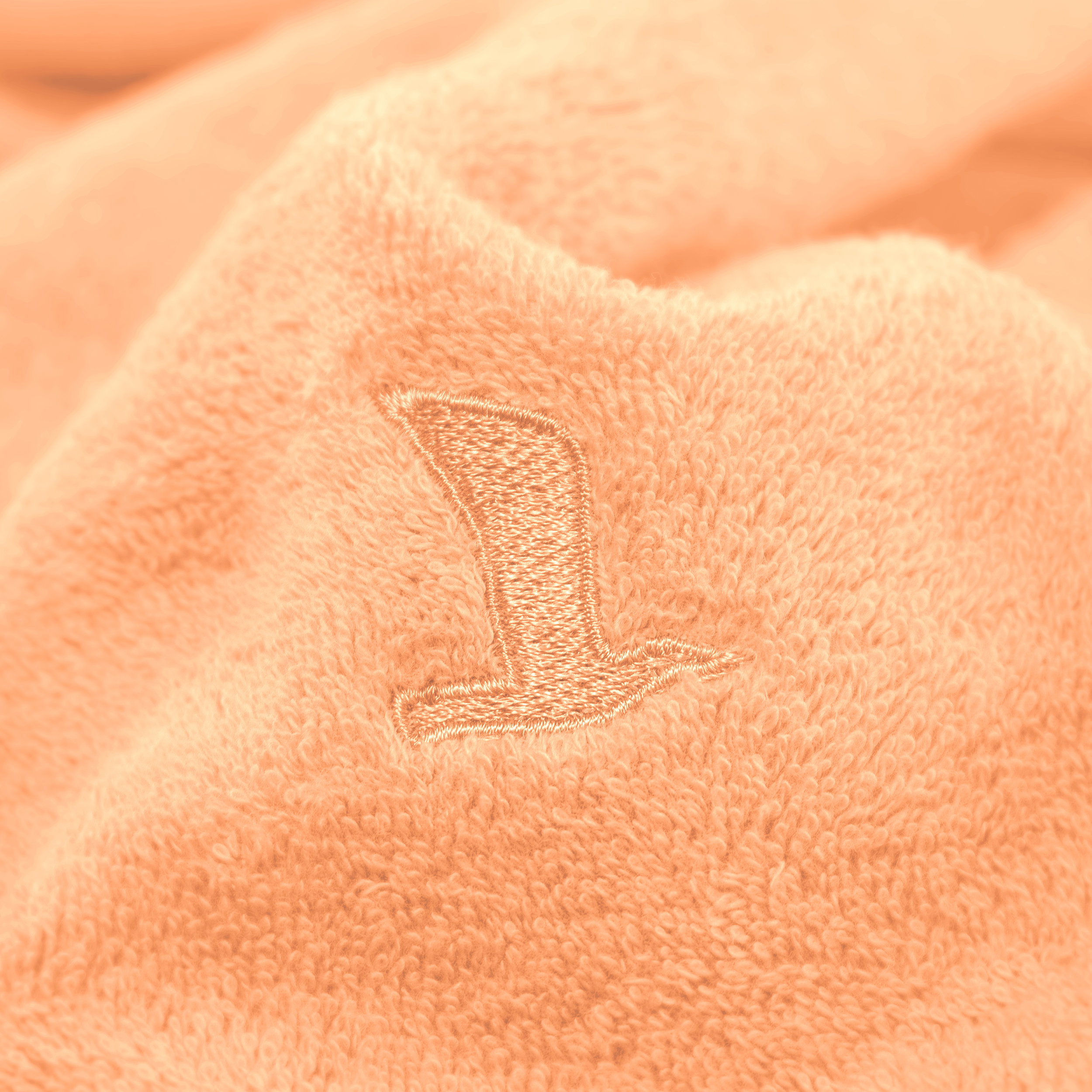 Handtuch, Stickerei, Pfirsich, flauschig, Textur, tuch, peach, stickerei, badetücher?, stoff