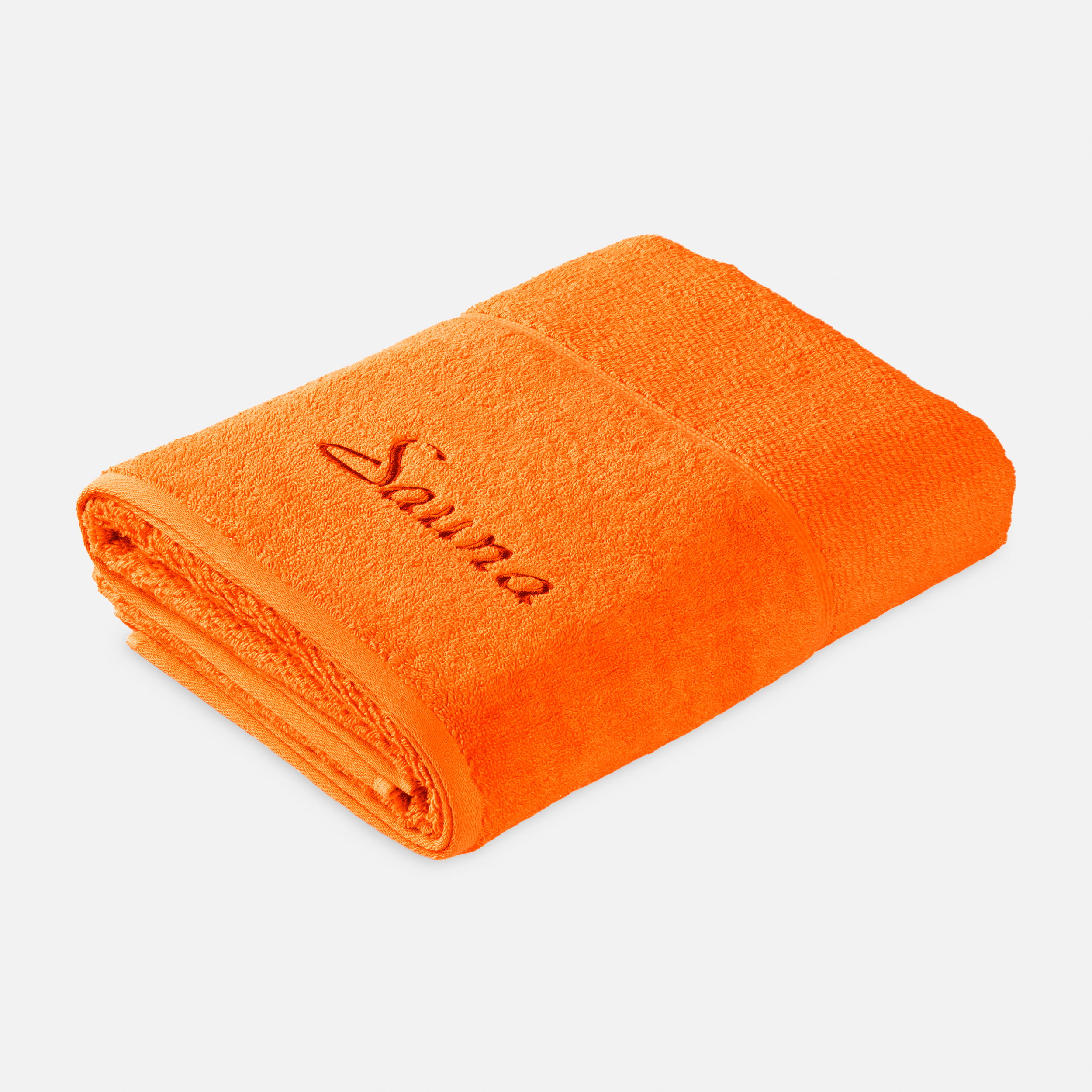 handtuch, frotteetuch, tuch, orange, glatt gerundet