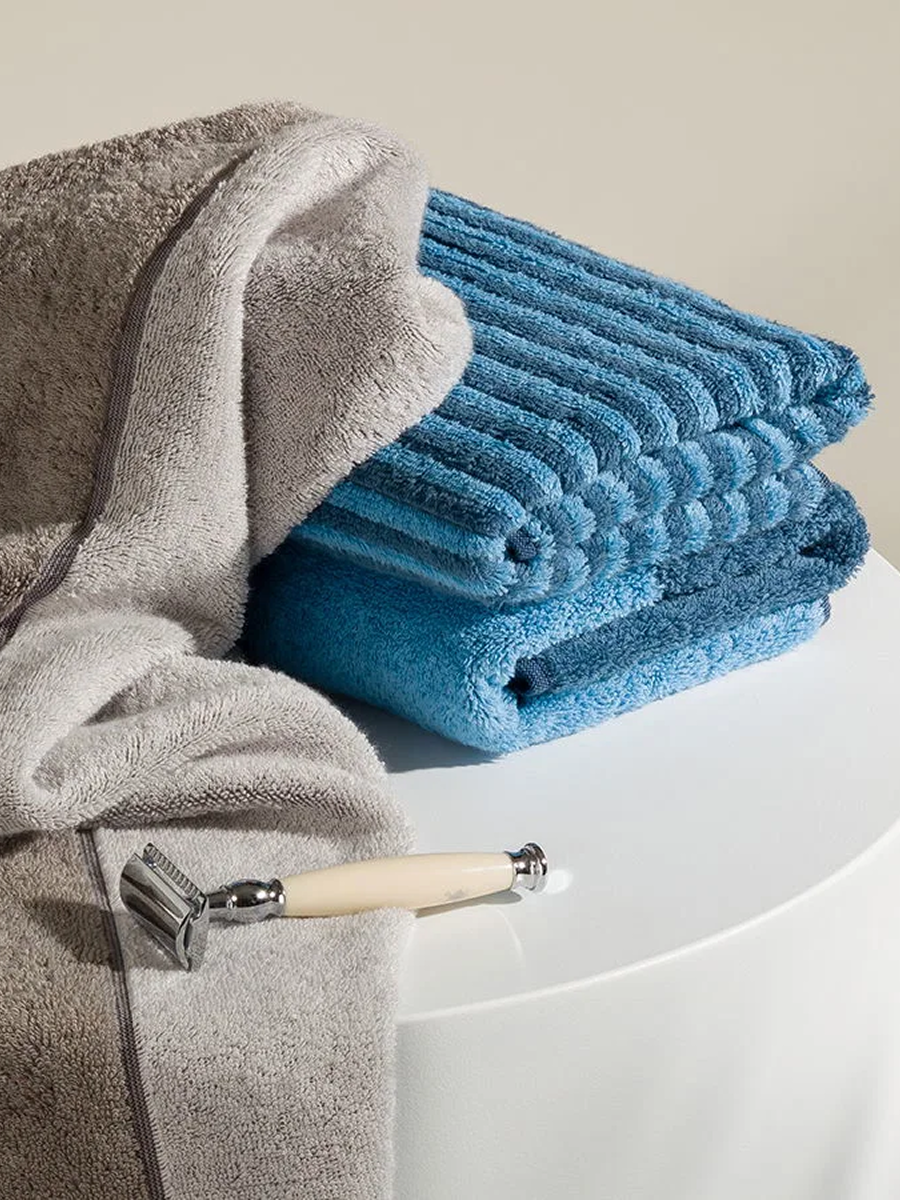 Handtücher, Frottee, Blau, Beige, Strukturierte Oberfläche