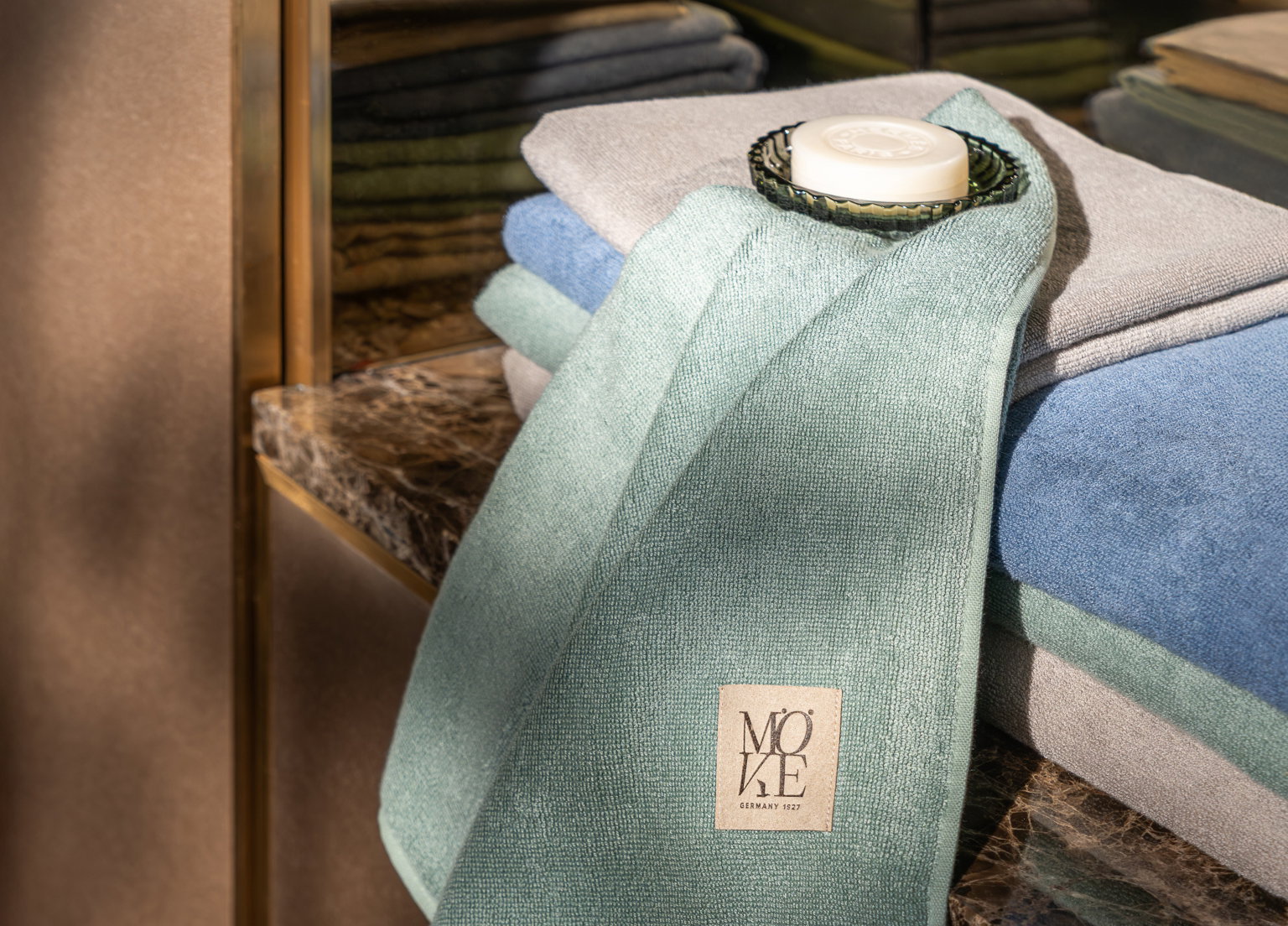 Tuch, Handtuch, Baumwolle, Teal, Logo
