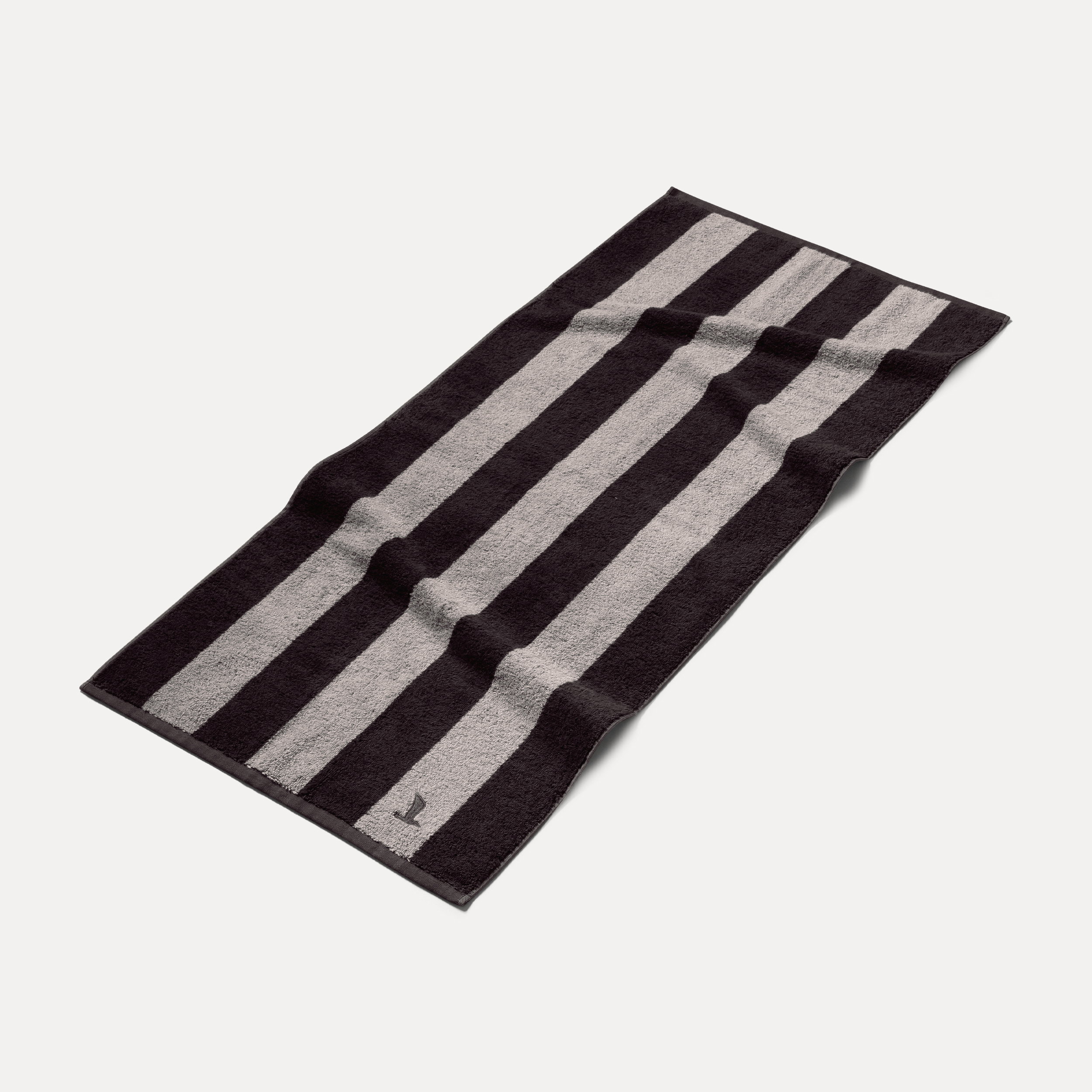 towel, Badehandtuch, gestreift, schwarz grau, Wohnaccessoire, Tuch, Badematte, Strukturierter Stoff, Schwarz, Grau