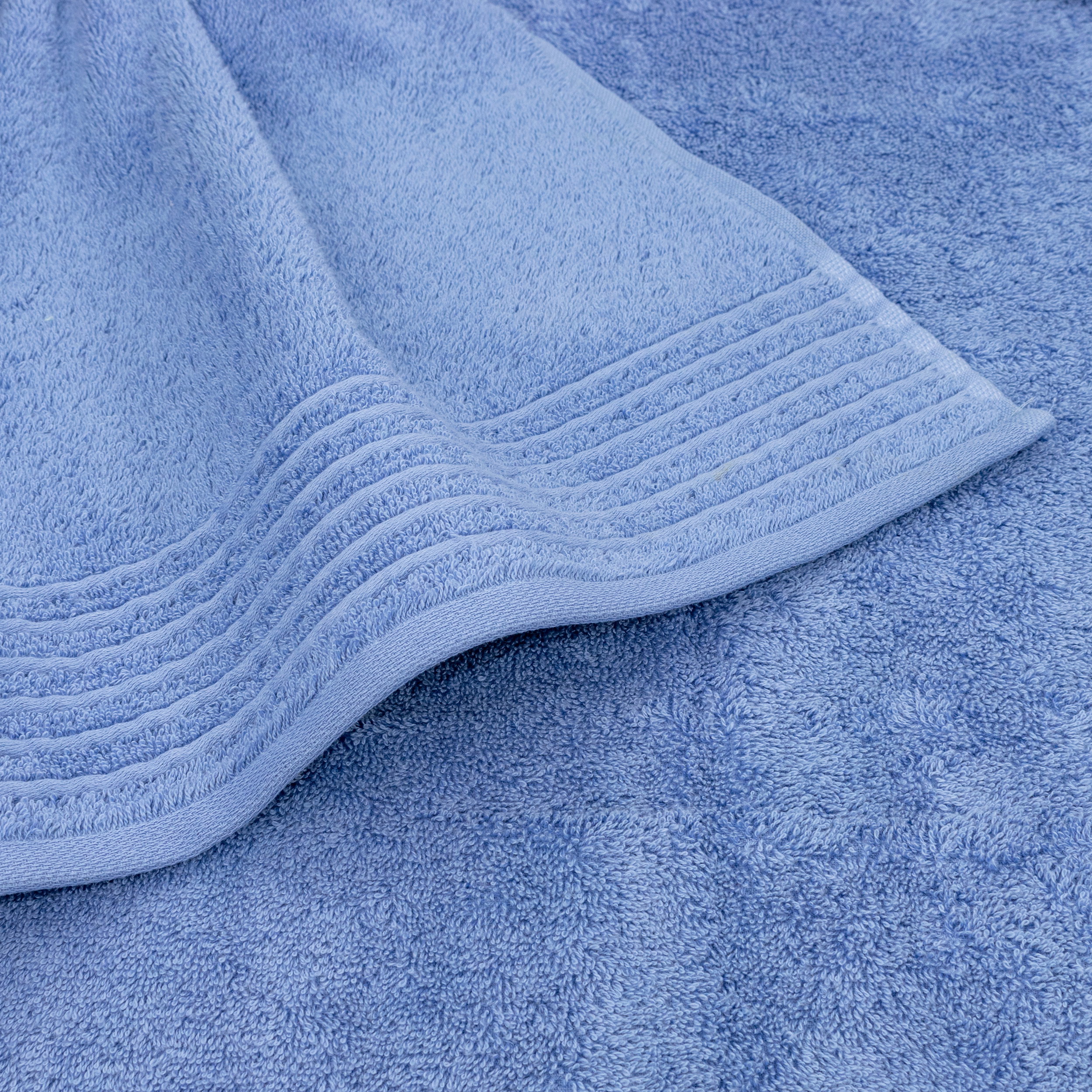 Badehandtuch, Frottee, Bordüre, Türkisblau, große Baumwolle, Handtuch, Badehandtuch, Blau, Strukturiert, gefaltet