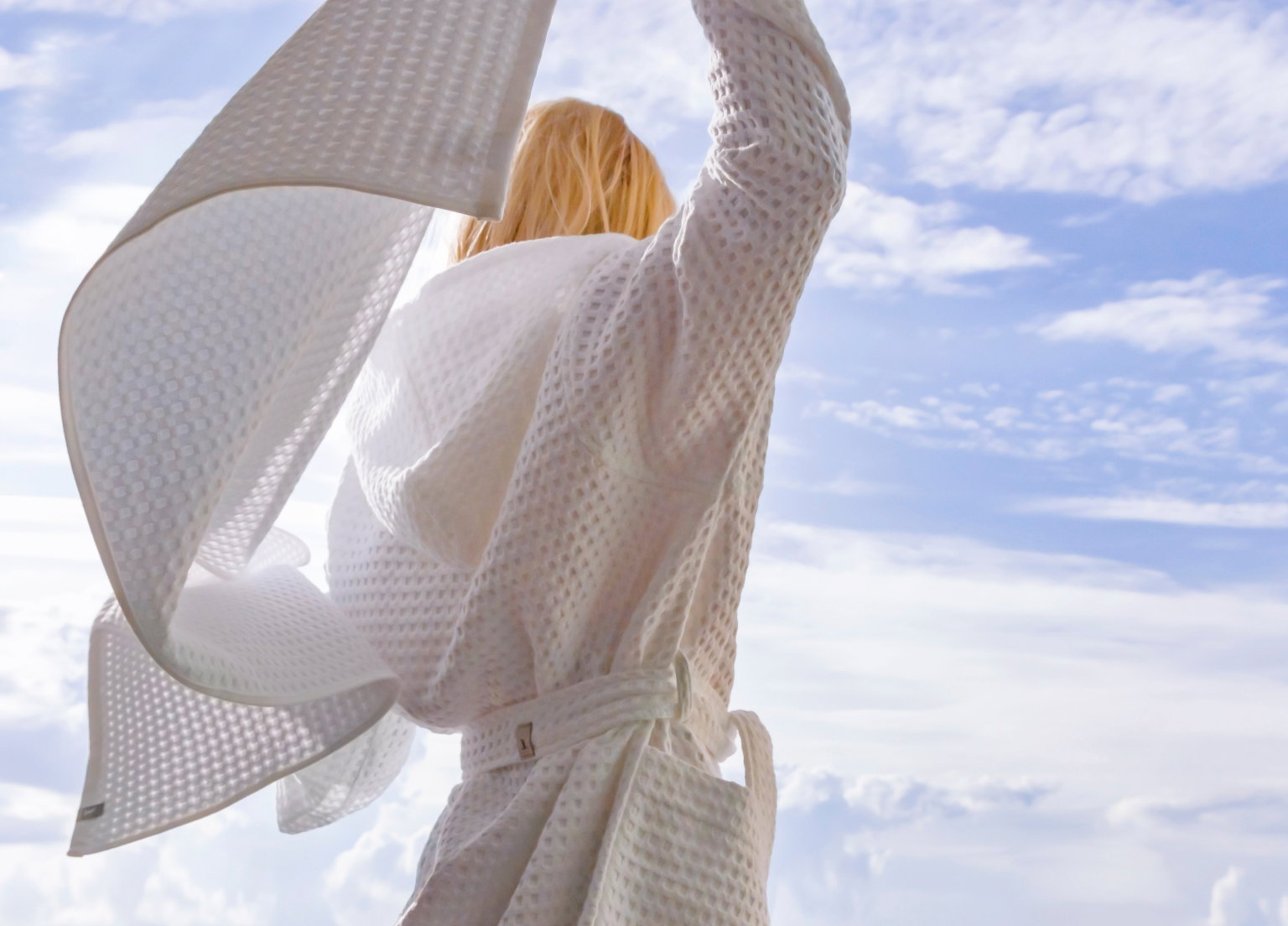 Bademantel, Kimono, weiß, texturiert, Robe