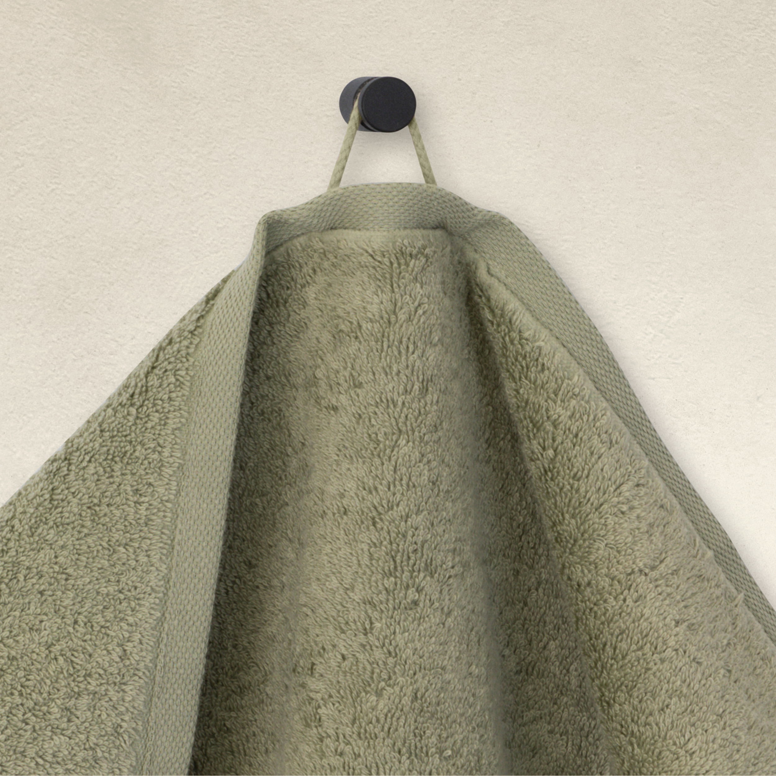 Towel, Bath towel, Hanging towel, Soft texture, Beige green, Handtuch, Badezimmer, Pflegeartikel, Grün, Textil