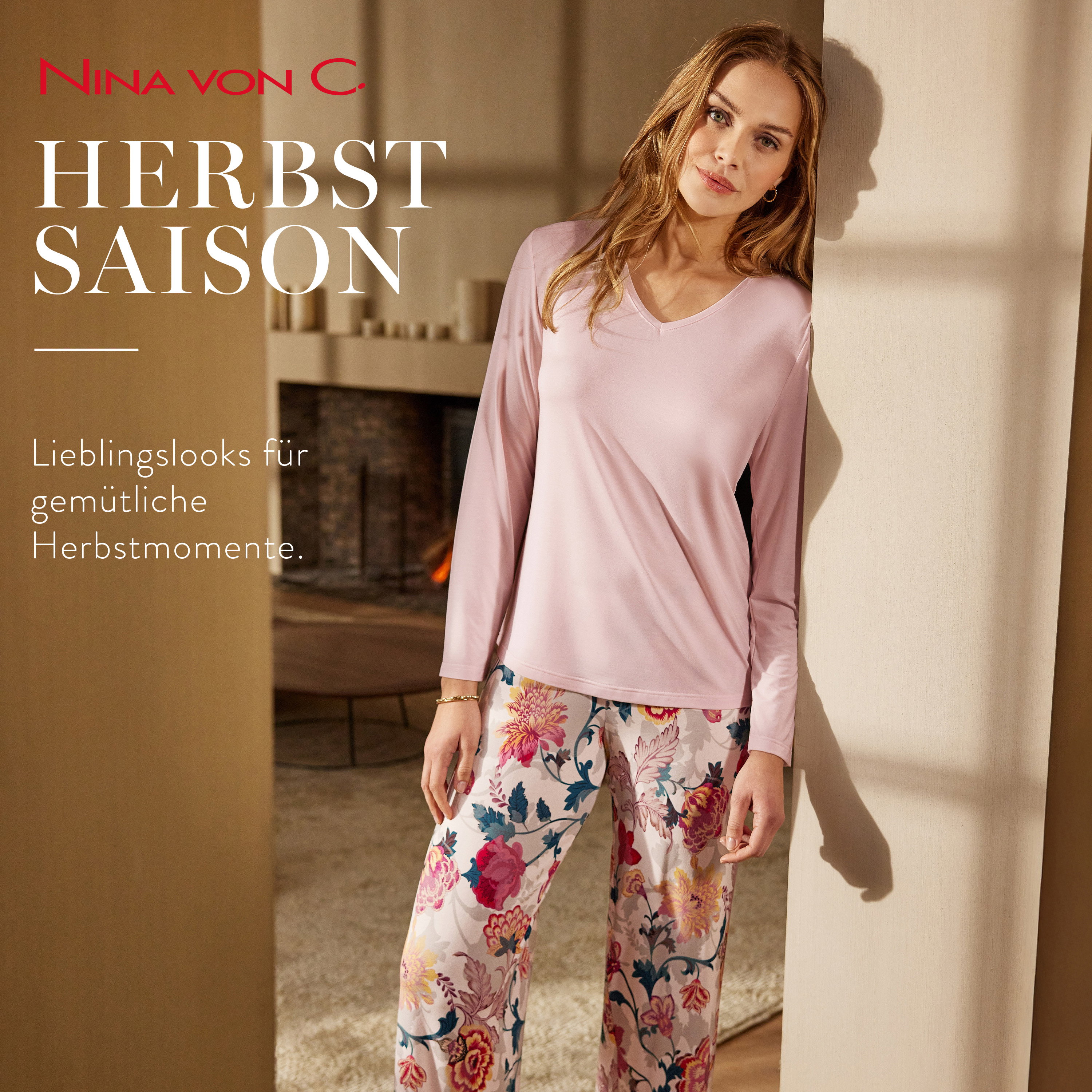 Pazifik, Pajama, Bluse, Floralhose, Set