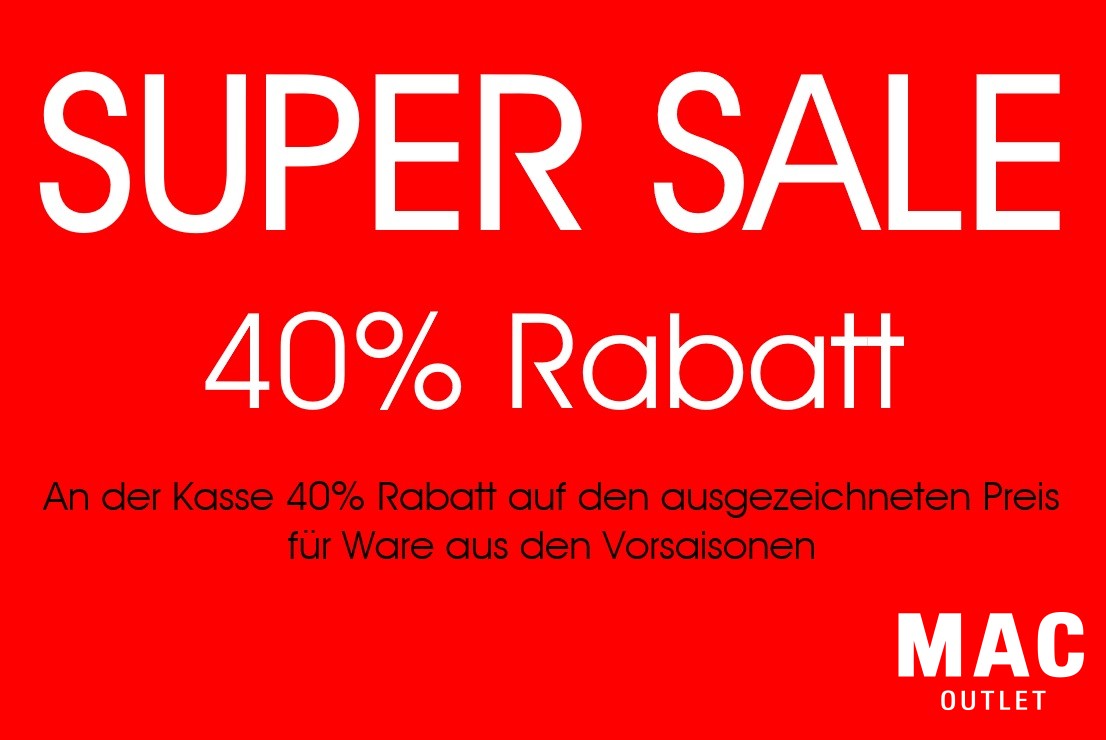 Werbeplakat, Rabatt, Sale, MAC Outlet, 40 Prozent Rabatt