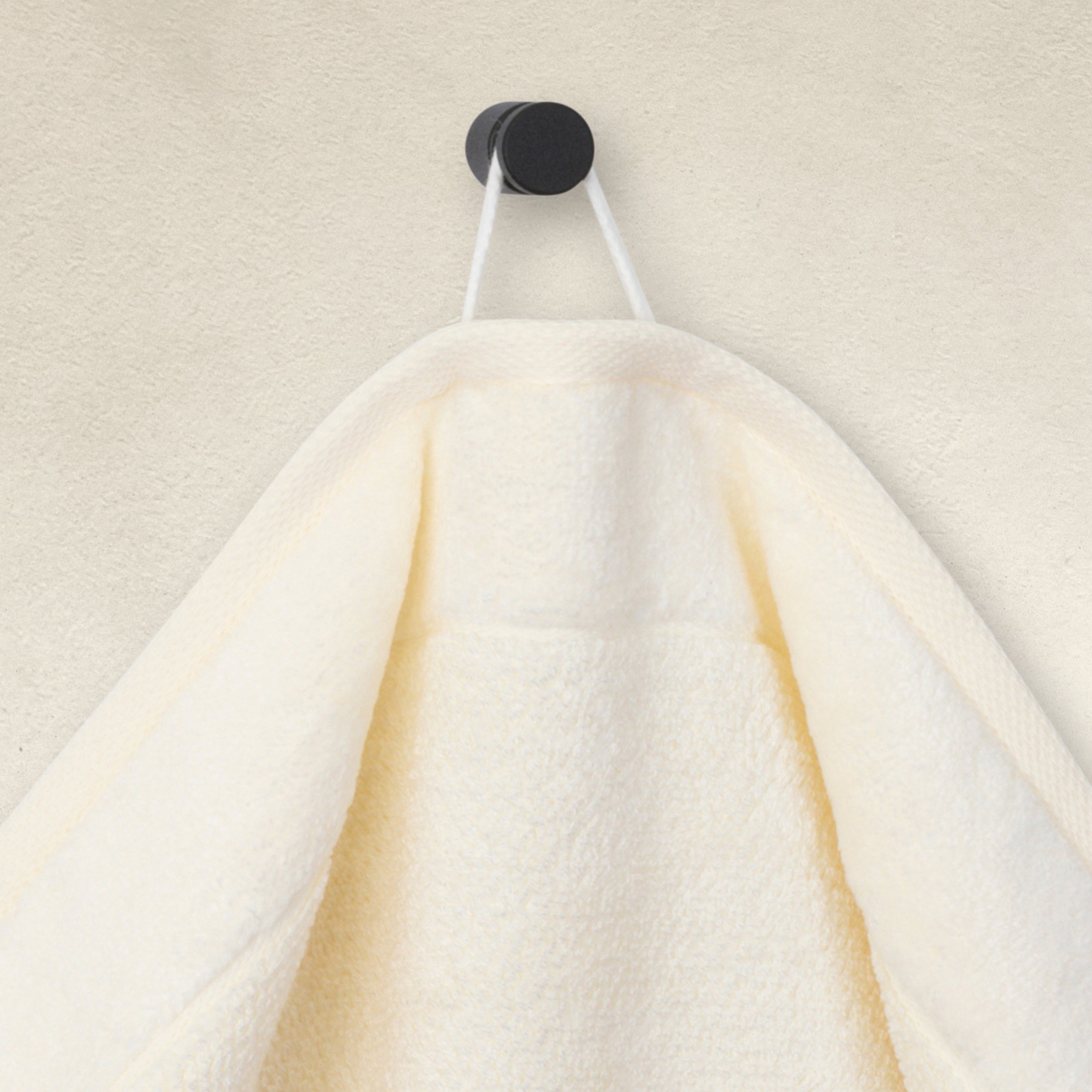 tuch, badetuch, creme, hanging towel, weiches material, Bademantel, Baumwolle, Weiß, Frottier, Kabellose Klettaufhängung