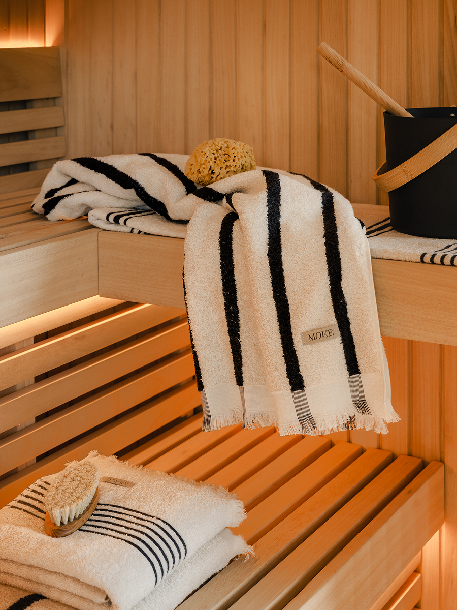 Sauna, Handtuch, Tuch, Streifen, Holzdekor