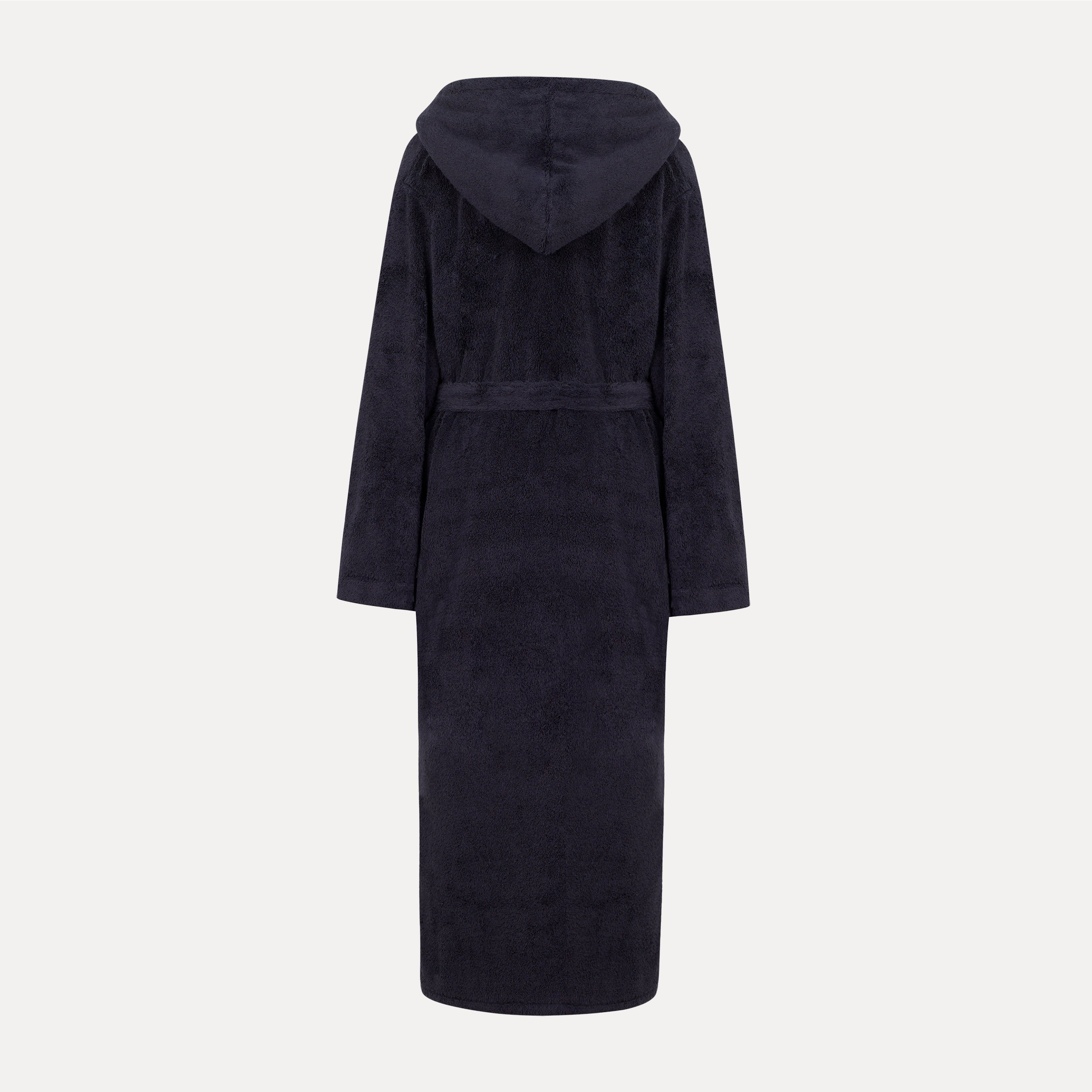dunkler Mantel, Frottee-Mantel, Kapuzenmantel, Hooded robe, langärmlig