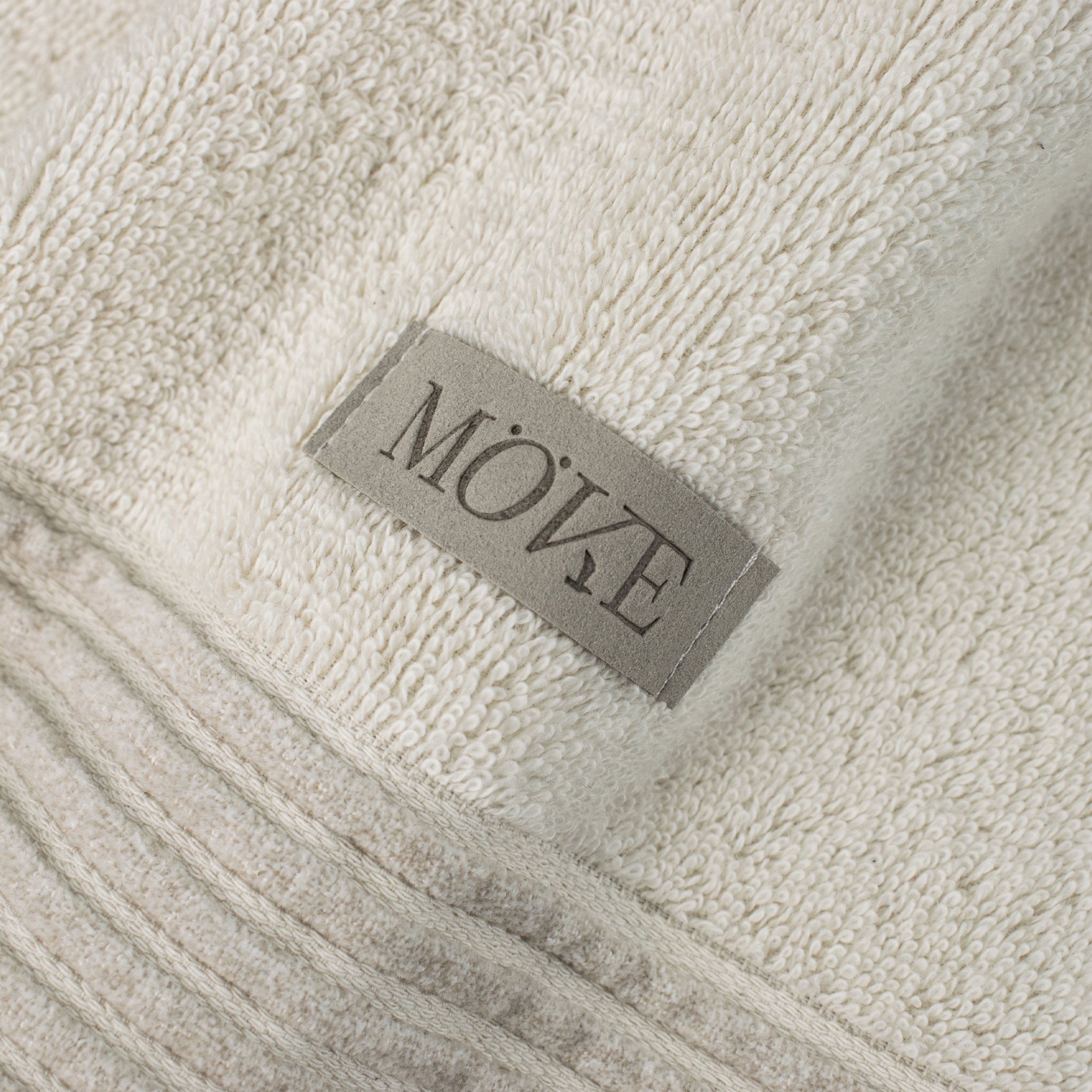 Teddy-Plush towel, Frottee, Beige, Strickrand, Label MöVE