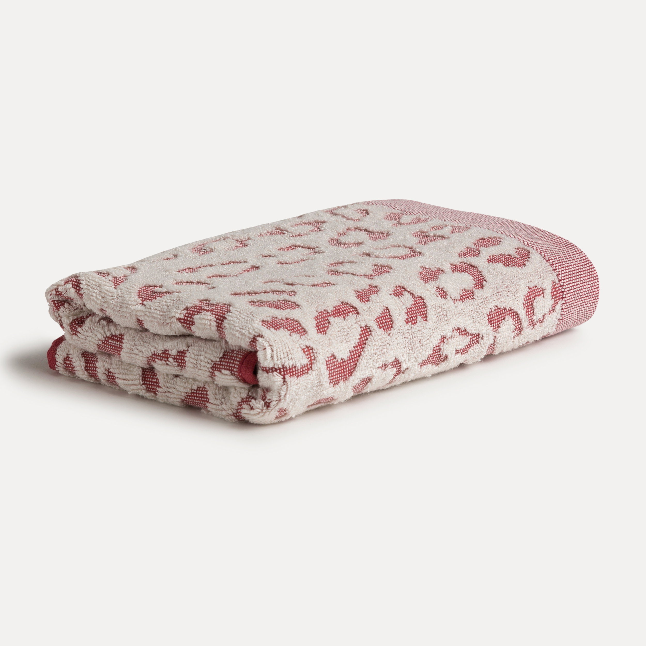 Handtuch, Badetuch, Jacquard, Gemustert, Cremerot