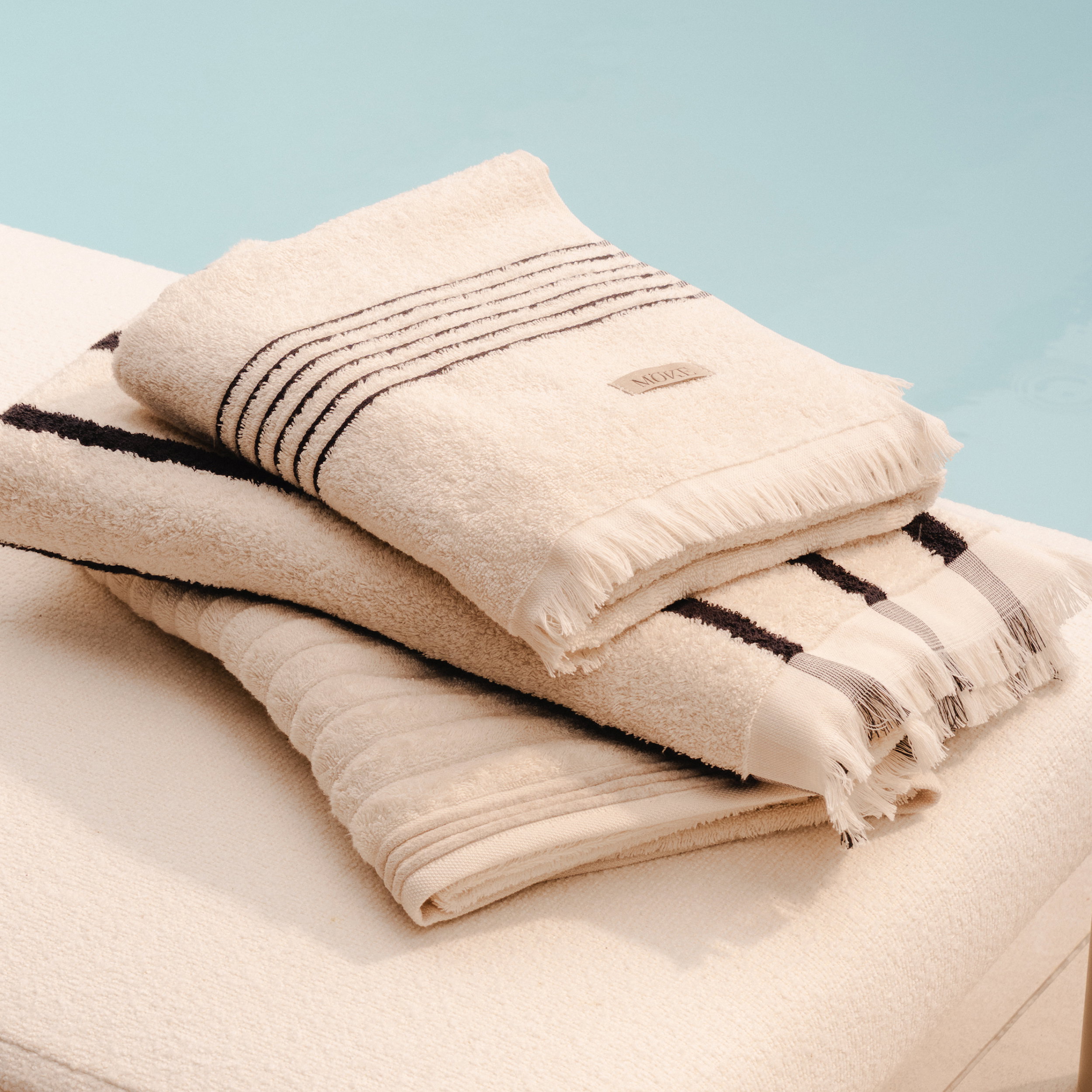 Tücher, Handtuch, Baumwolle, Streifen, Bademantel-Set