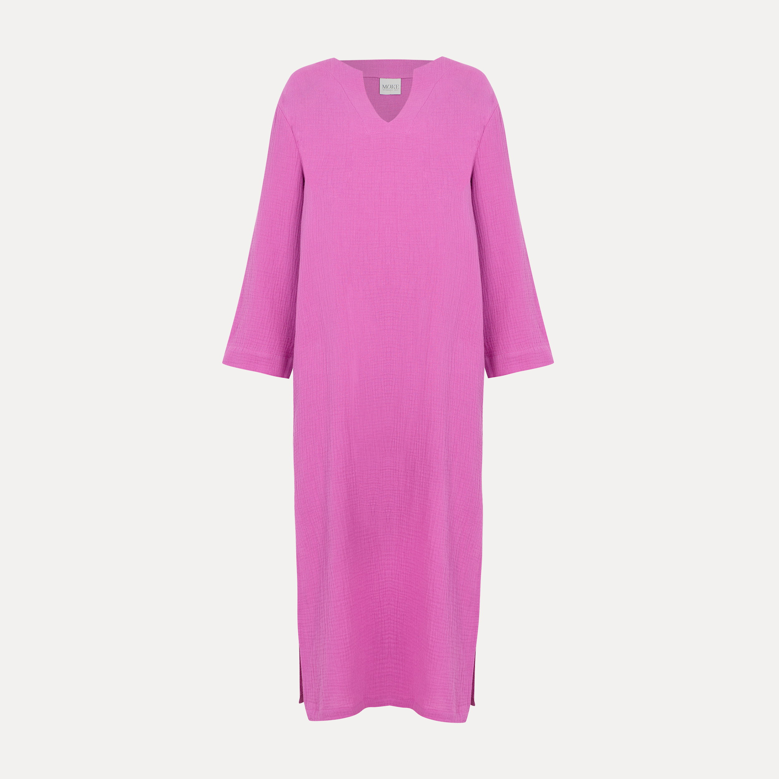 Kleid, Lange Robe, V-Ausschnitt, Longsleeve, Pink, Kurzes/Abendkleid, V-Kragen, Longue Durchgang, Lange Ärmel, Stoffstruktur