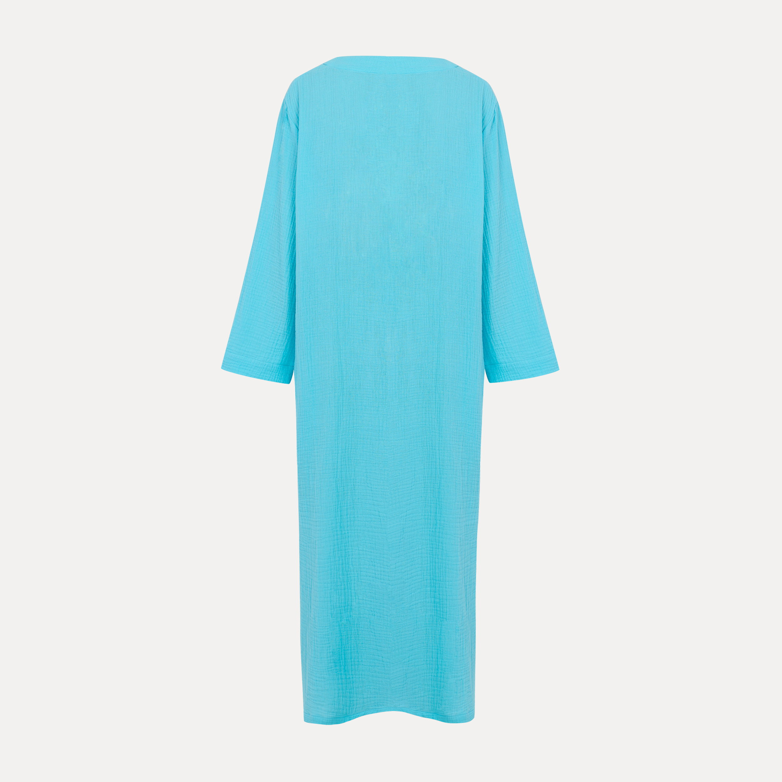 Kleid, Maxi, Goberell, Langarm, Unifarben, Maxi-Kleid, Türkis, lange Ärmel, Ende Knöchel, solide Farbe
