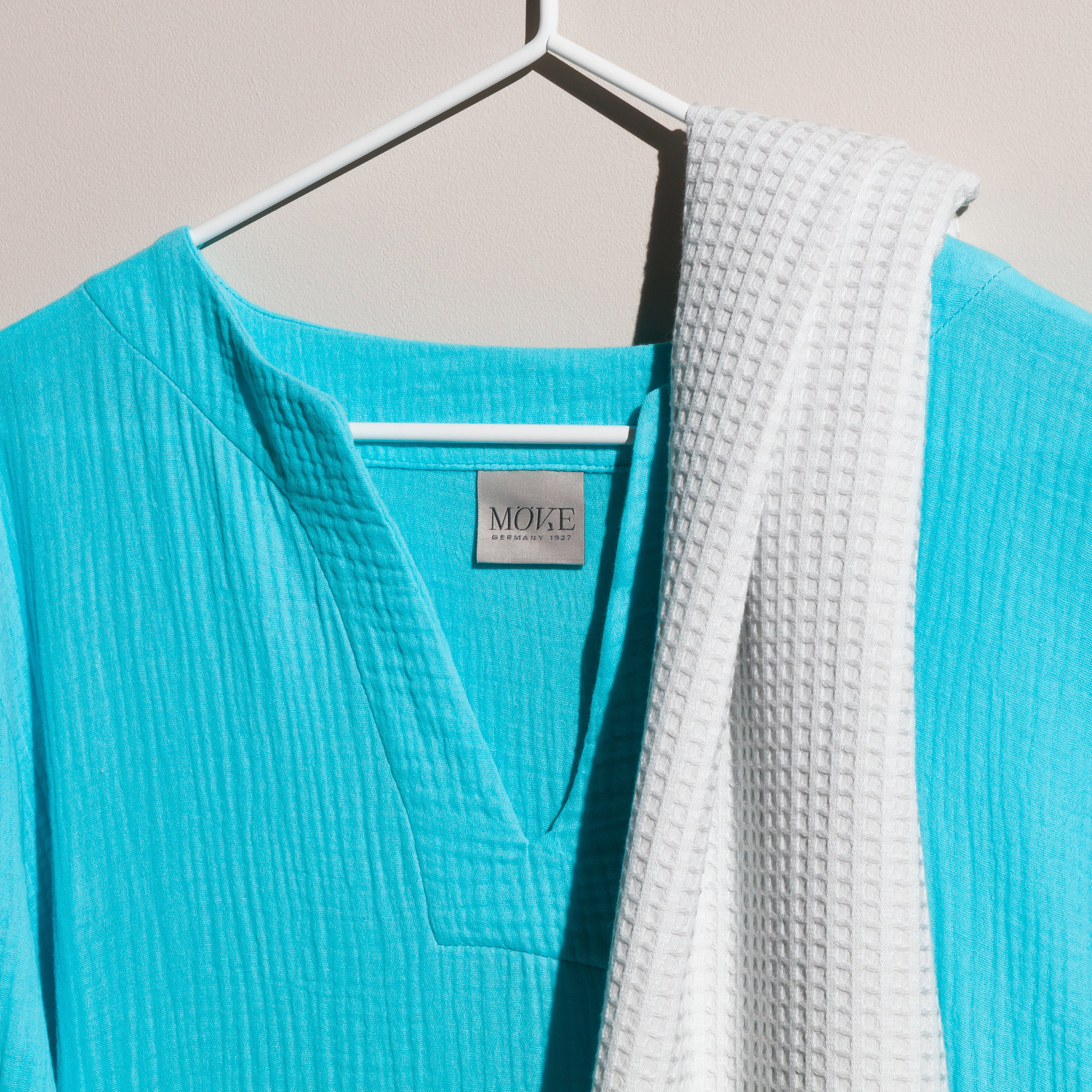 bluse, turquoise, v-ausschnitt, waffelstrick, schal, robe, türkis, V-Ausschnitt, Leinenoptik, Bademantel?