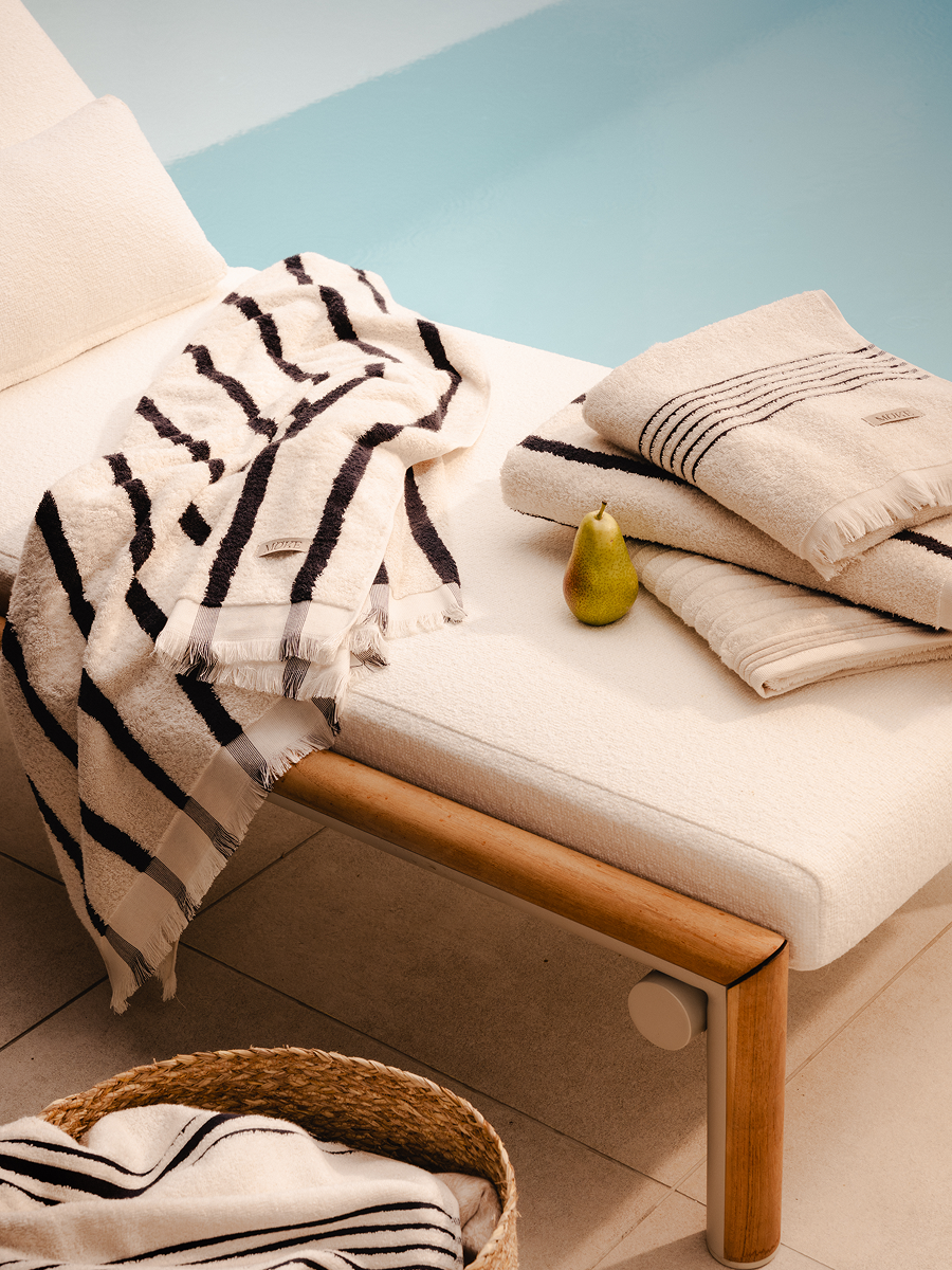 towels, bath, striped, woven, cotton