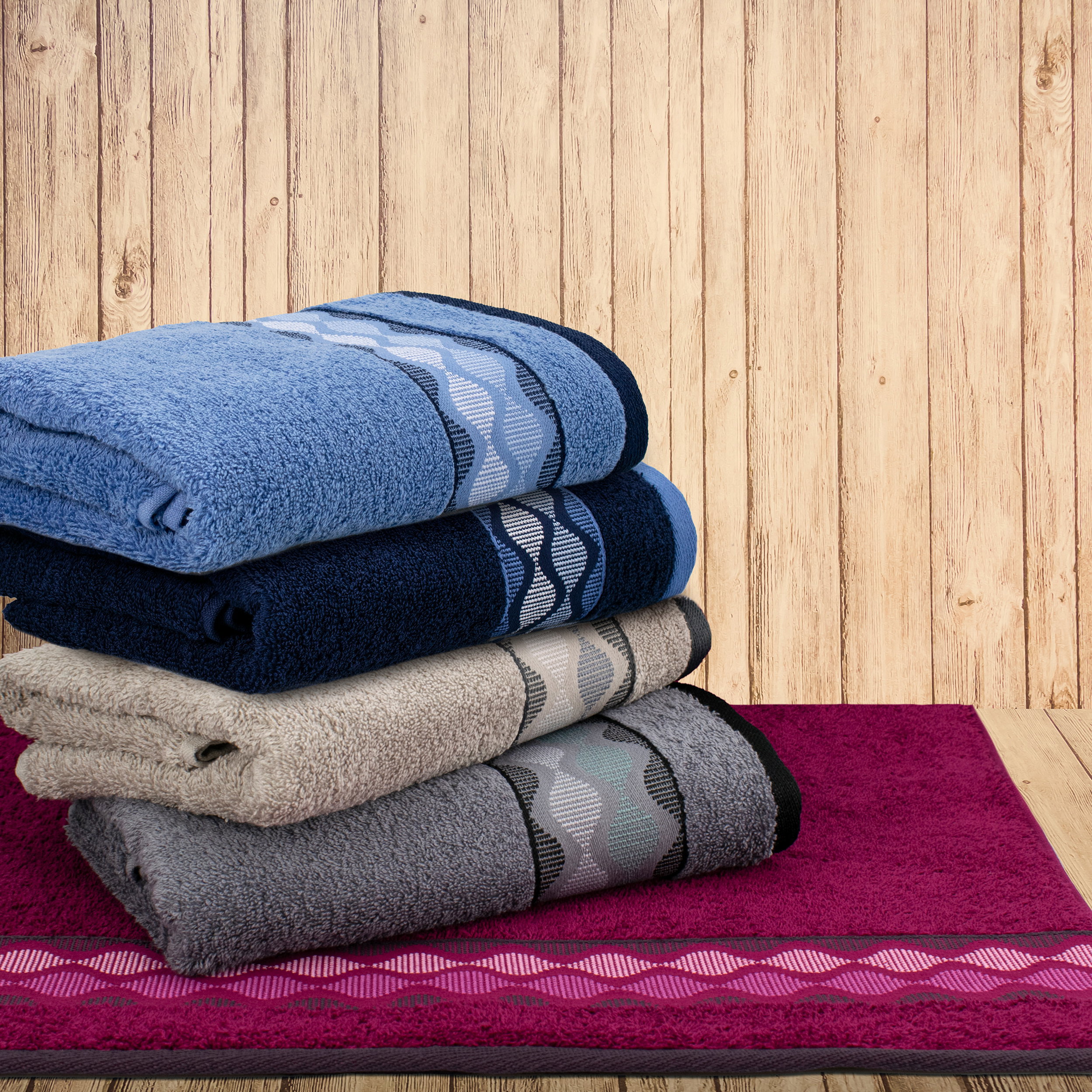 Handtuch, Tuch, Badezimmer, Stapel, Farbband, Handtücher, Bademantel, Wäschestapeln, Frottee, Mehrfarbig