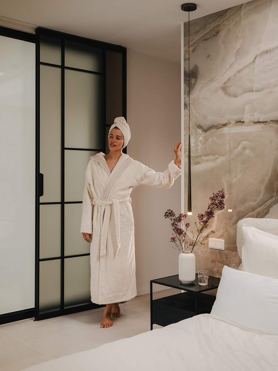 Bademantel, Frottier, Weiß, Haarbad, Hotelstil