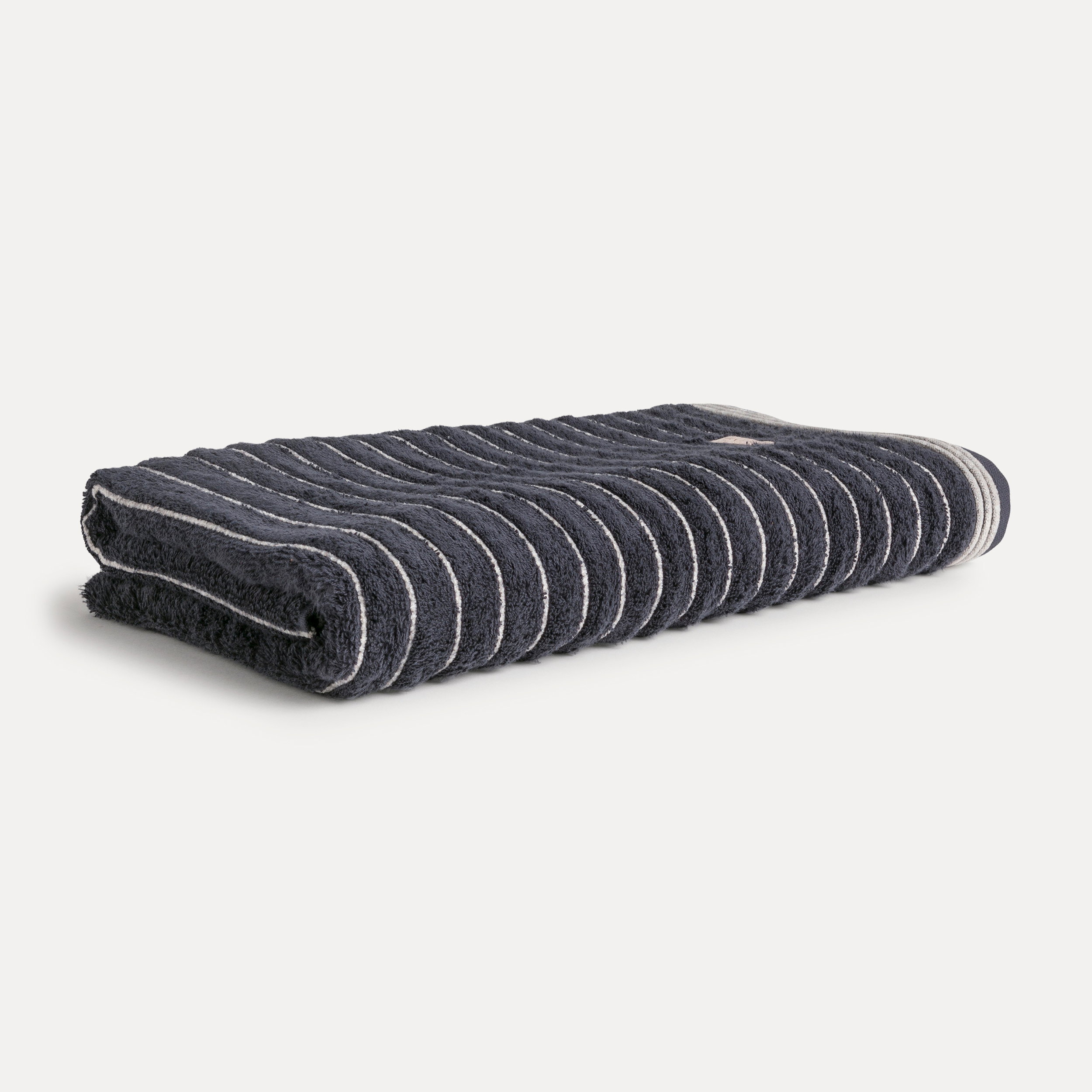 Duschehandtuch, Badehandtuch, Streifenmuster, Marine-Blau, Handtuchset