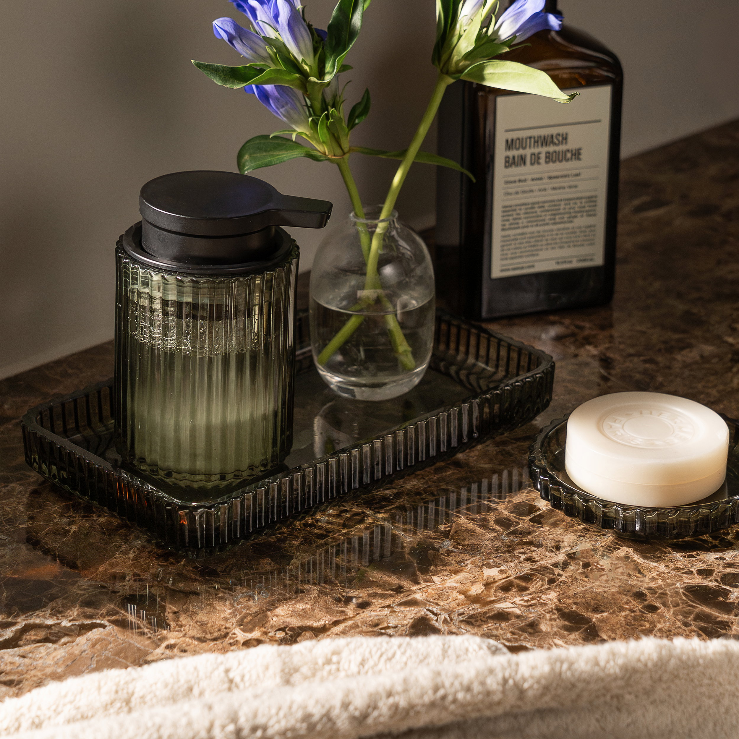 Duschglas, Flaschendesign, Vasengruppe, Seife, Mundwasserflasche