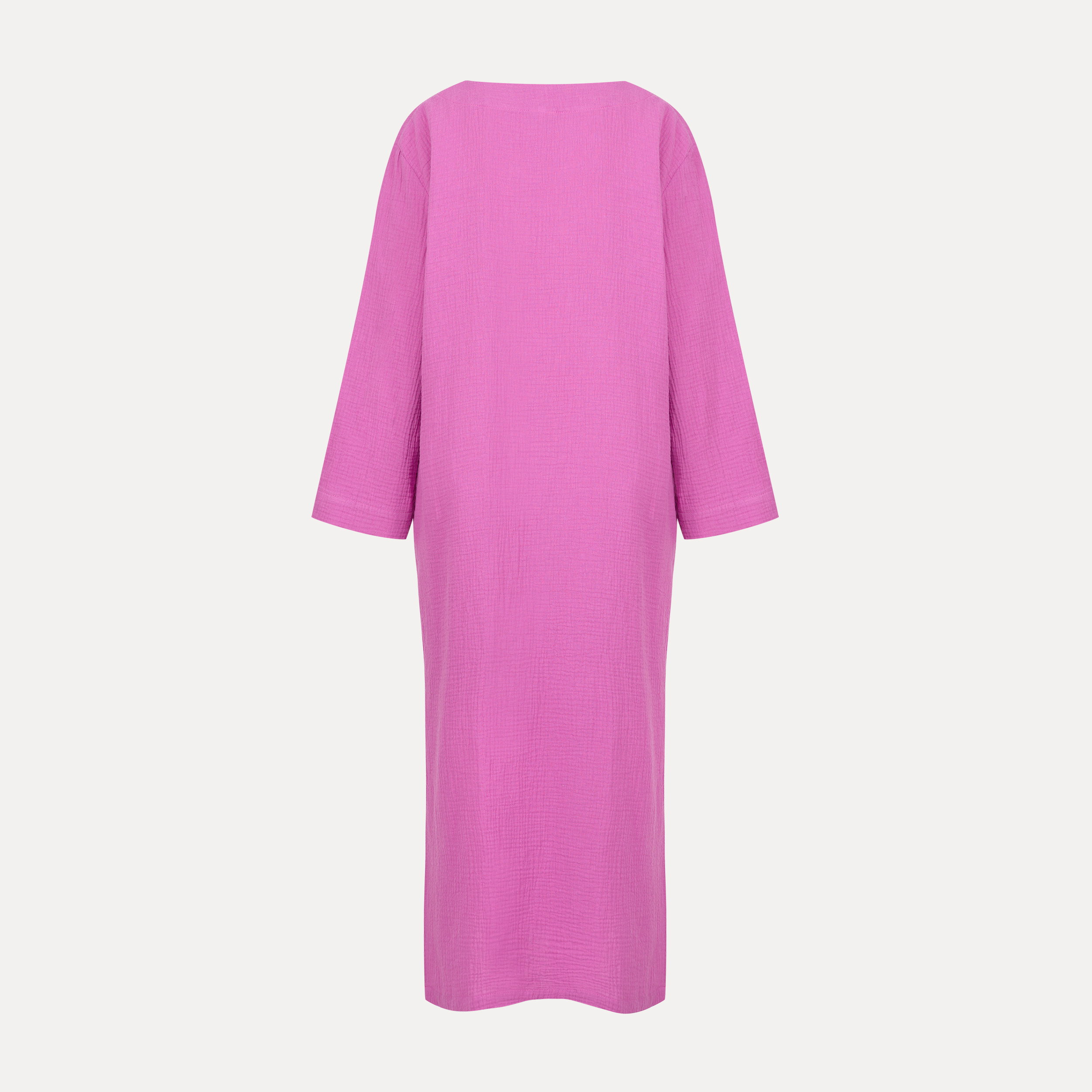Kleid, Langärmelig, Unifarben, Garn-Textur, Midi-Länge, Kleid, Midi-Kleid, Langarm, Crinkle-Stoff, Unifarben