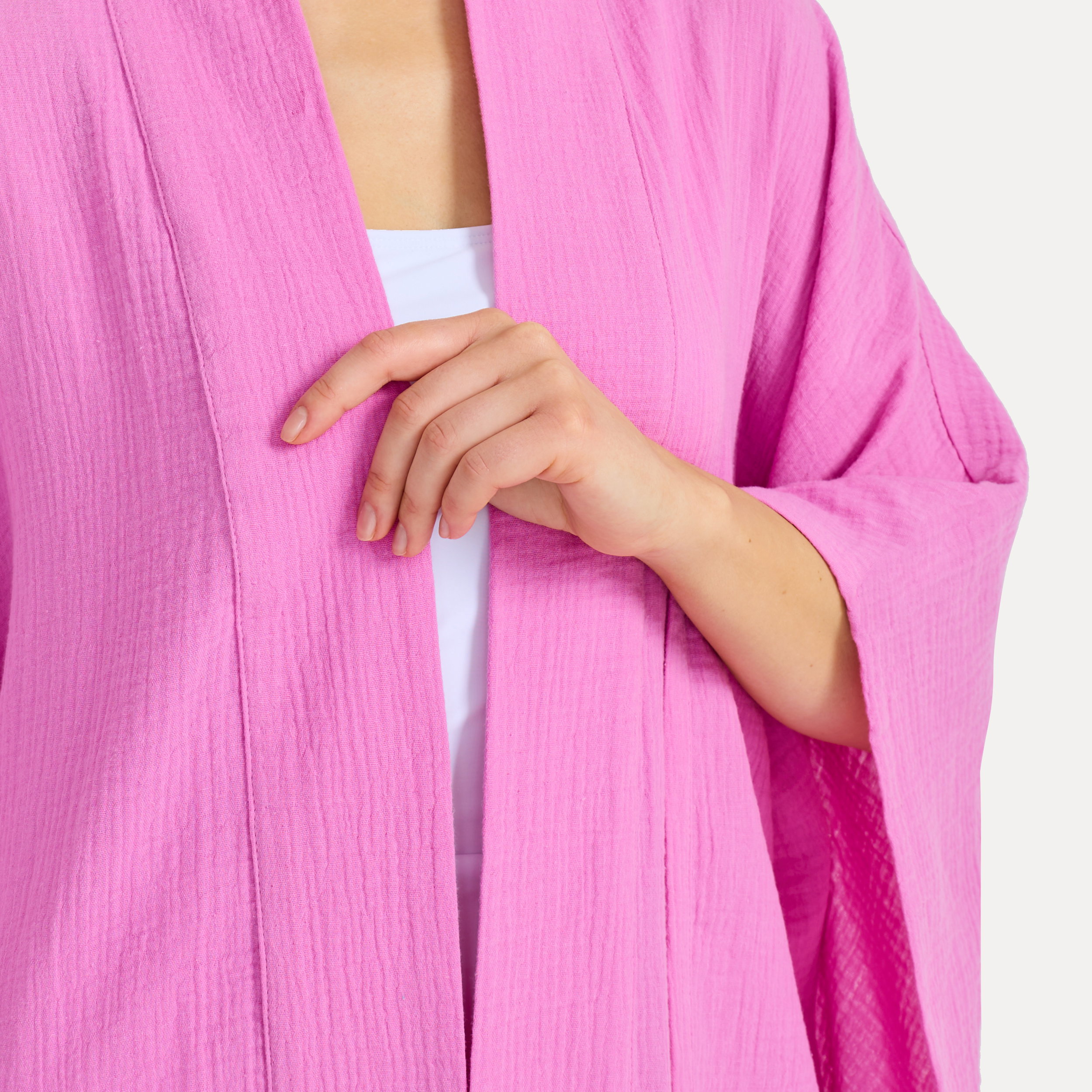 kimono, cardigan, pink, robe, open-front, kimono, cardigan, pink, weite-ärmel, linen-ähnlich