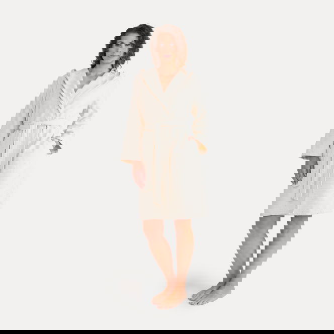 Calm Essence Bademantel mit Kapuze beige