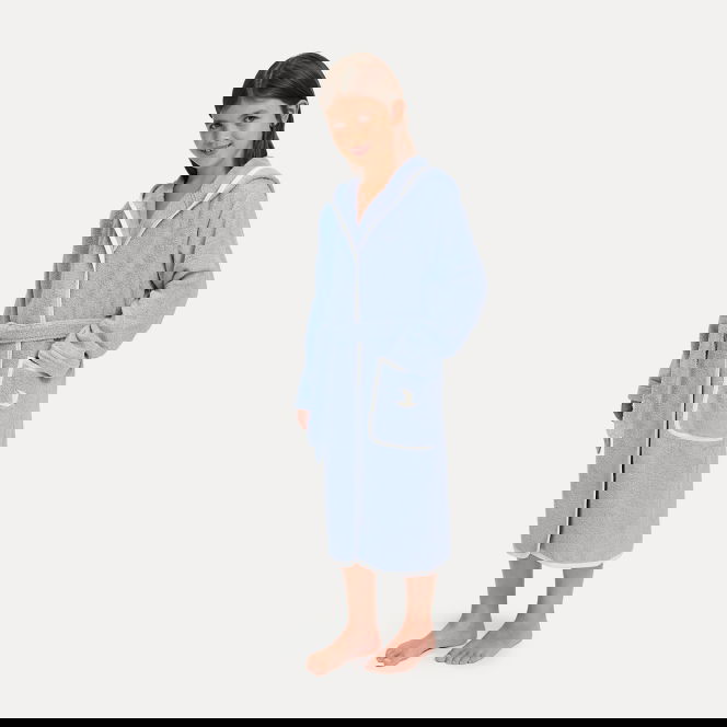 Soft Hug Bademantel mit Kapuze blau