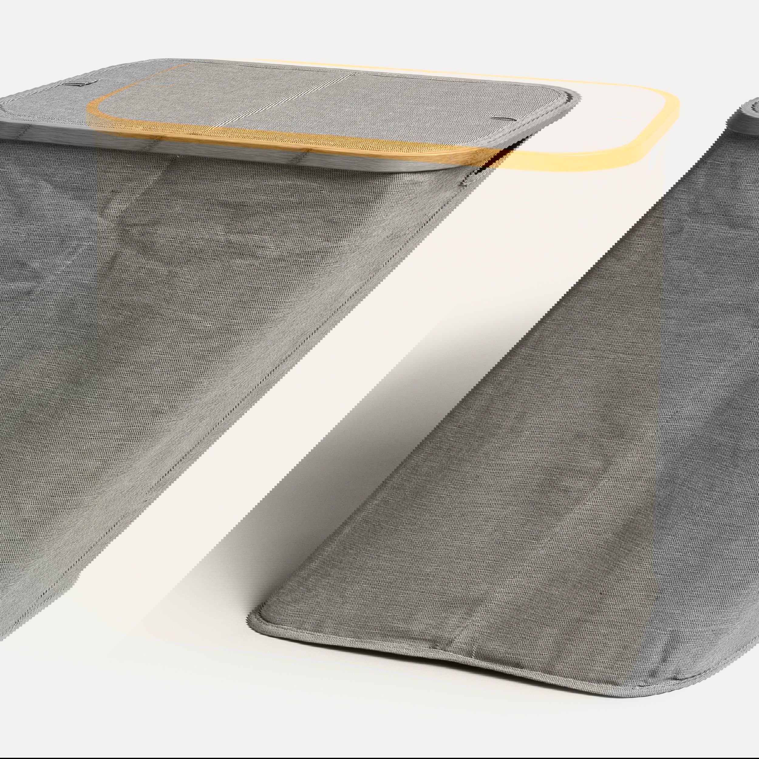 MÖVE Bamboo laundry bin grey (grey) | Zweigeteilte Wäschetruhe