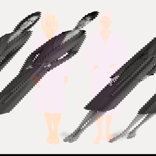 MÖVE Piquée hooded bathrobe graphite