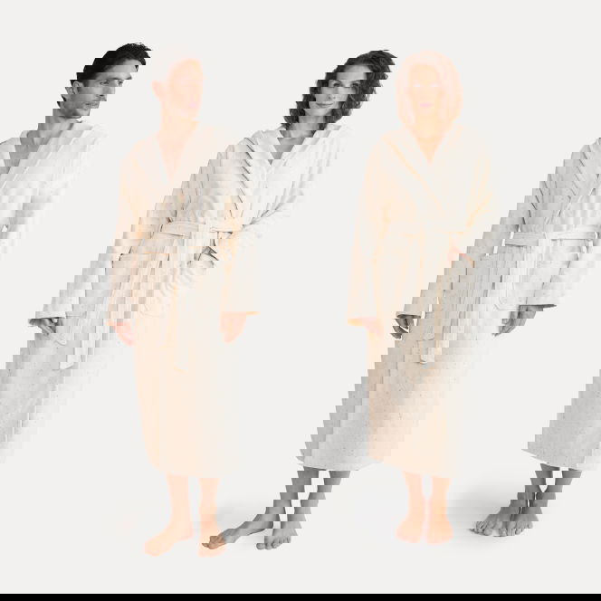 Calm Essence Bademantel mit Kapuze beige