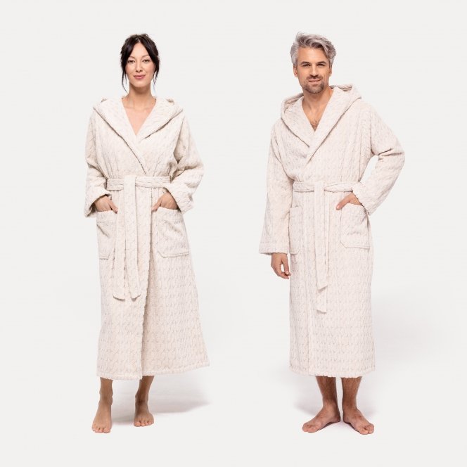möve Cosy Knits hooded bathrobe nature/cashmere